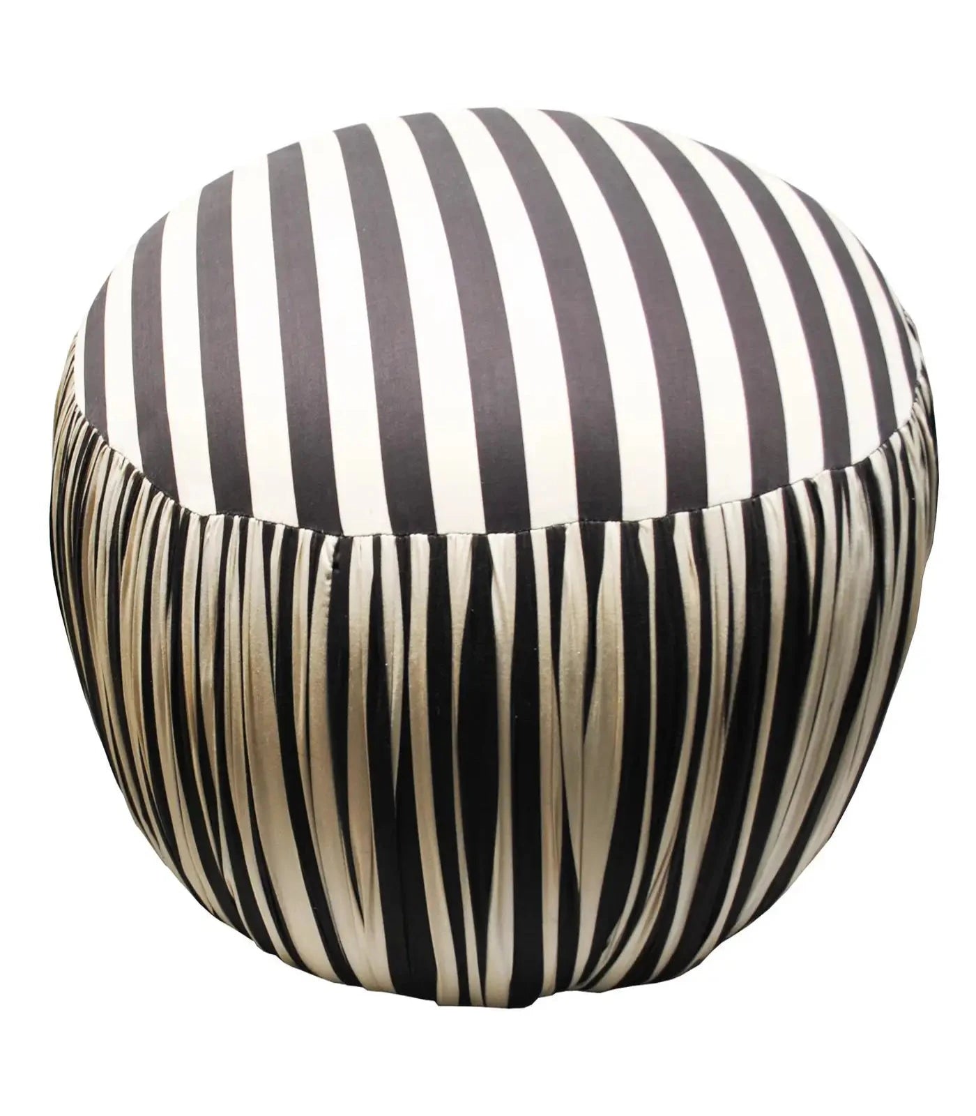 Stylish black and white pouf ottoman in round shape