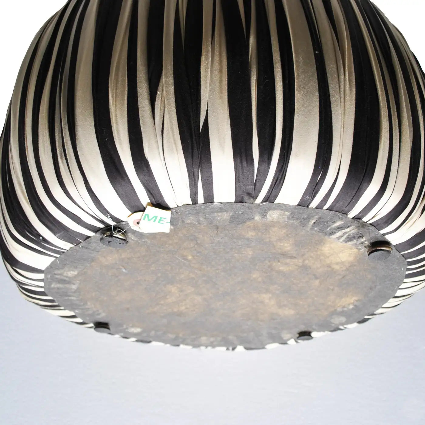 Round pouf ottoman with black and white design