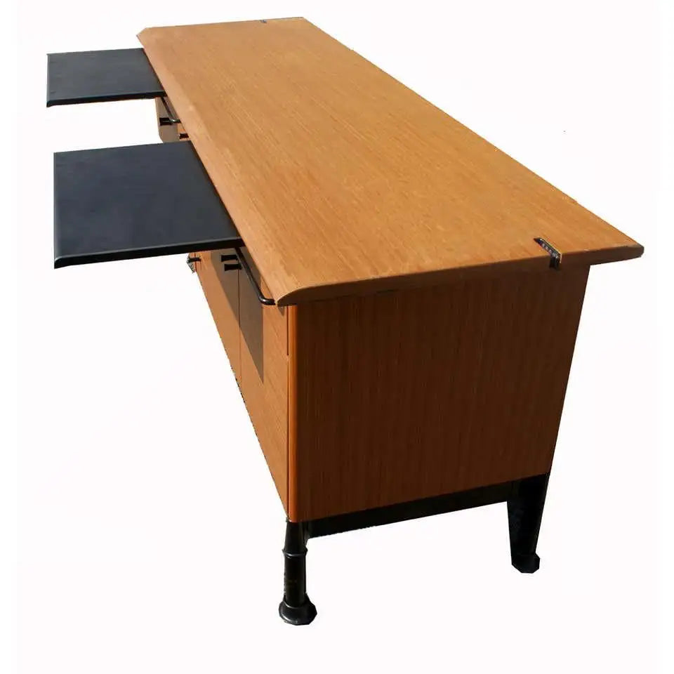 5ft Herman Miller credenza with wood hutch by Geoff Hollington