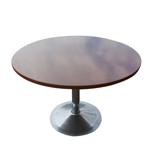 42″ Mid-Century Round Chrome Saarinen Style Walnut Table