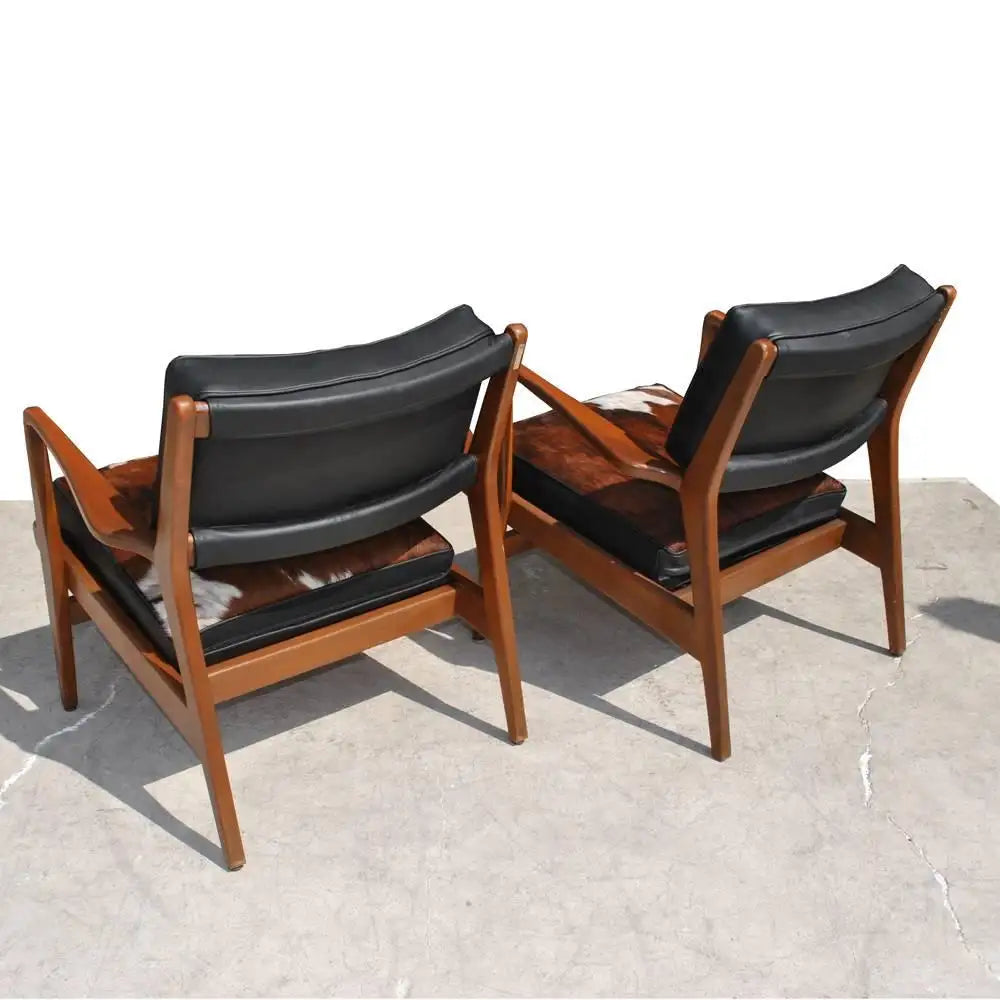 Pair Vintage Mid Century Restored Jens Risom Lounge Chairs