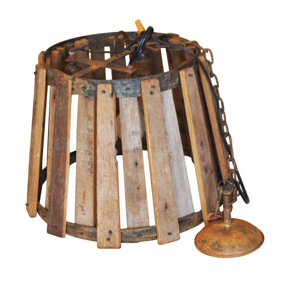 Antique Industrial Wood and Metal Hanging Ceiling Lamp (MR11880)