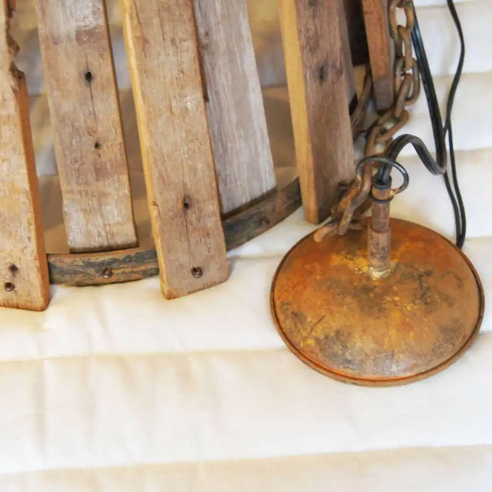 Antique Industrial Wood and Metal Hanging Ceiling Lamp (MR11880)