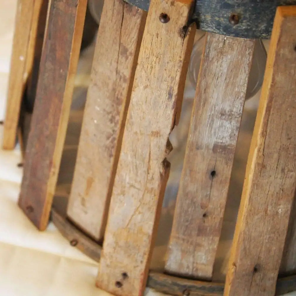 Antique Industrial Wood and Metal Hanging Ceiling Lamp (MR11880)