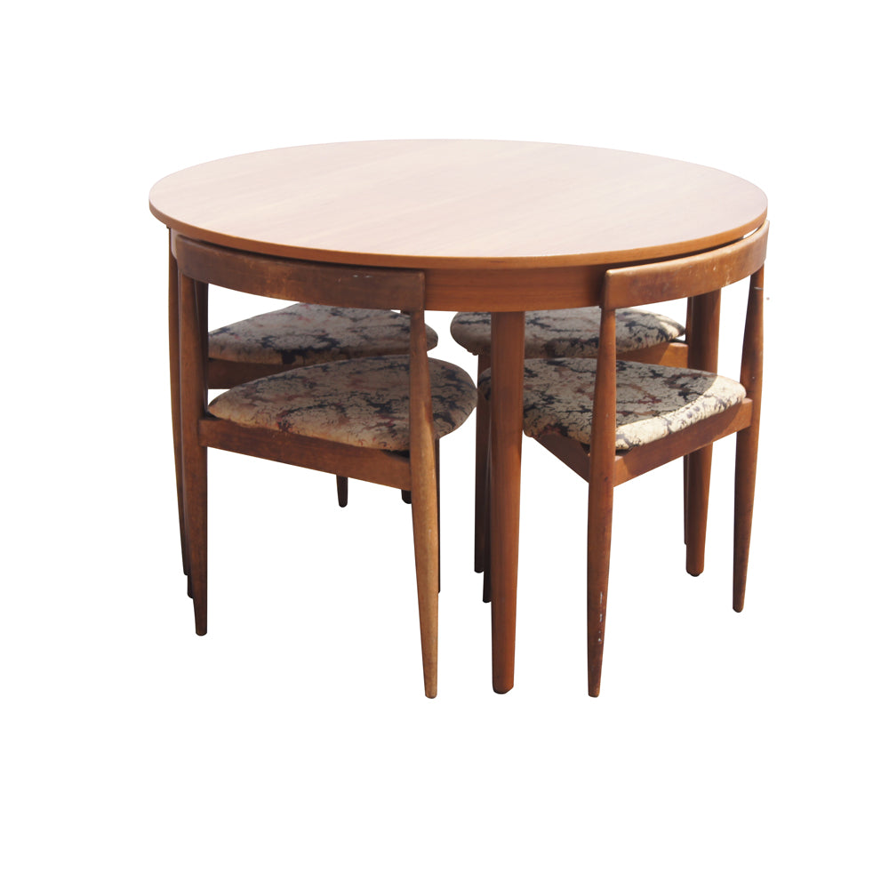 Vintage Frem Rojle Hans Olsen 42″ Round Teak Dining Table & Chairs Set