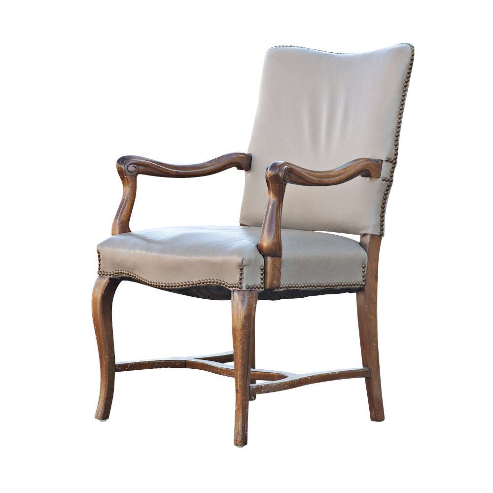 Mid Century Modern Traditional Tan Arm Dining Chair