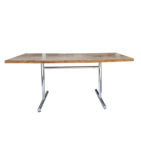 5.5ft Mid Century Jasper Oak Tubular Chrome Conference Table