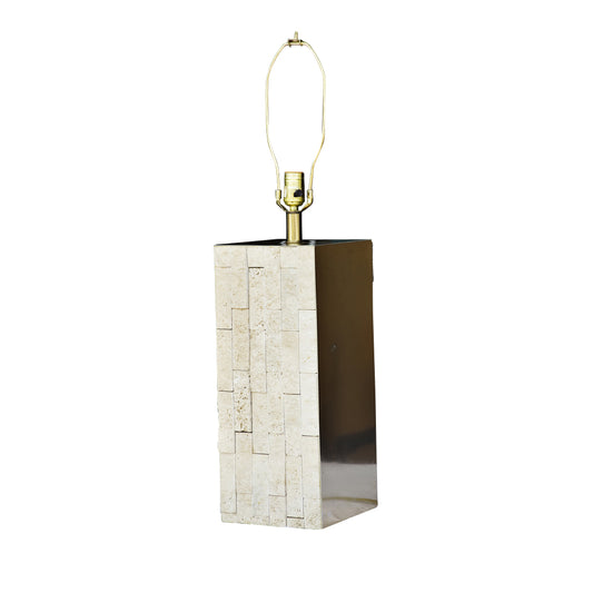 Mid century modern travertine and brass table lamp vintage stone lighting