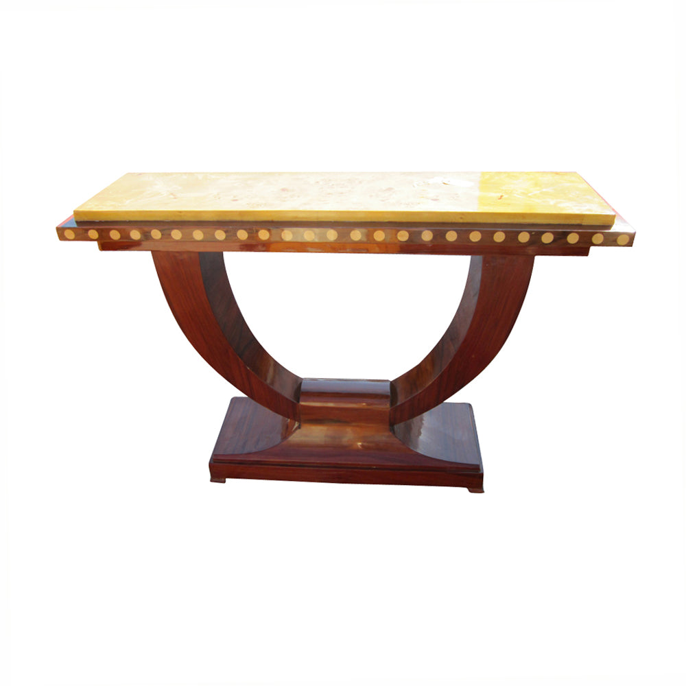 34″ Art Deco Style Maple Burl Console Table