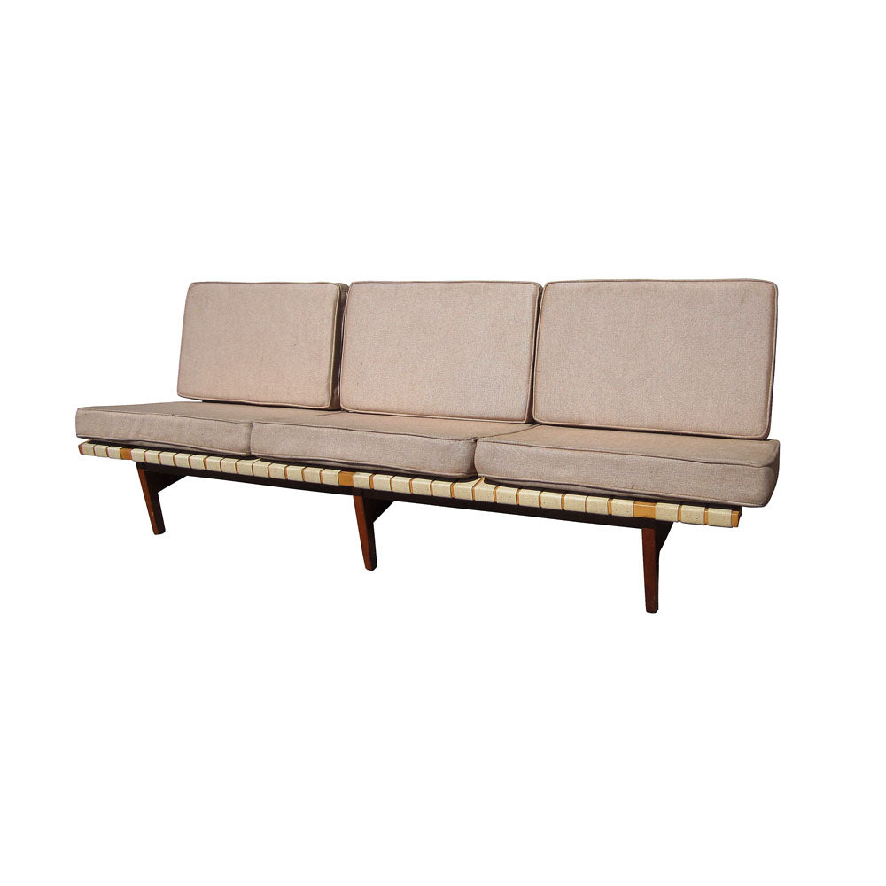 81″ Vintage Maple Frame Knoll Sofa by Lewis Butler for Knoll