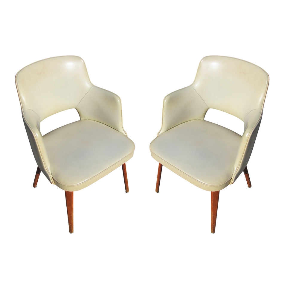 Two Vintage Thonet Side Chairs with Wood Legs