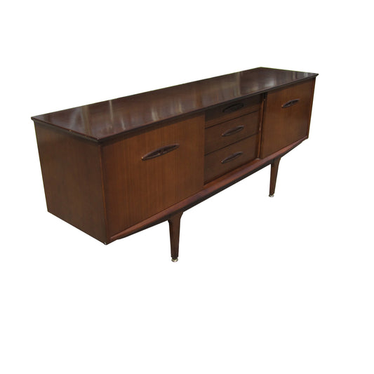 Vintage Mahogany Danish Credenza w/Sliding Doors and Three Drawers