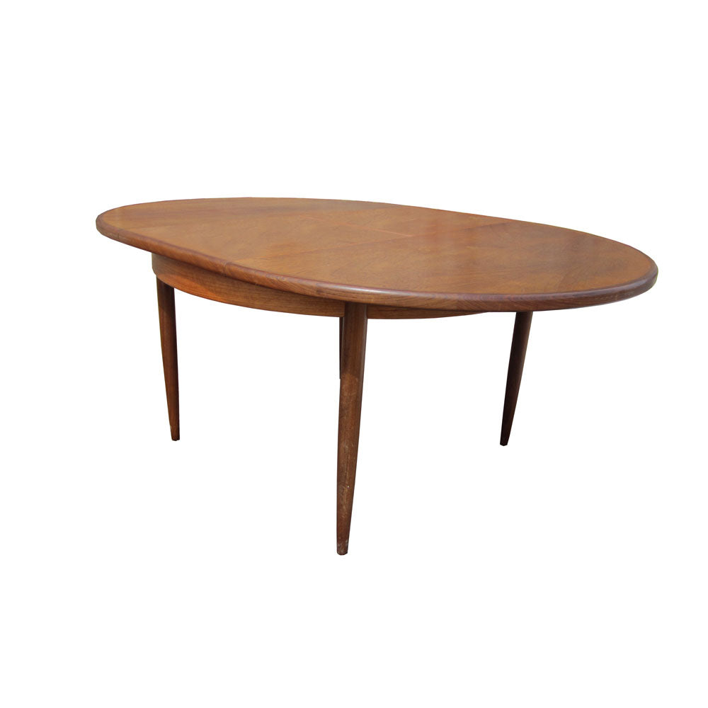 66″ Vintage Danish Extendable Teak Oval Table by Kofod-Larsen