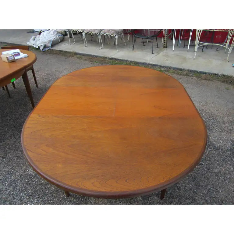 66″ Vintage Danish Extendable Teak Oval Table by Kofod-Larsen