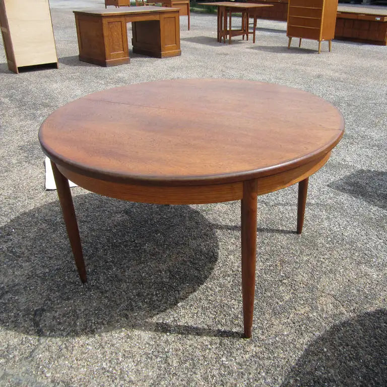 66″ Vintage Danish Extendable Teak Oval Table by Kofod-Larsen