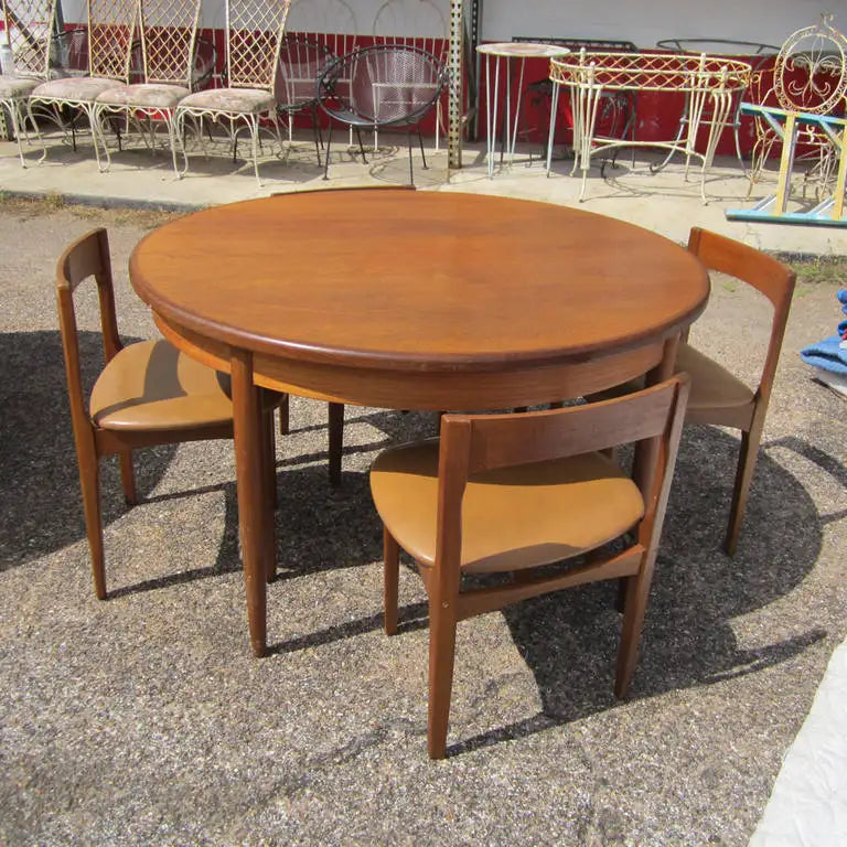 66″ Vintage Danish Extendable Teak Oval Table by Kofod-Larsen
