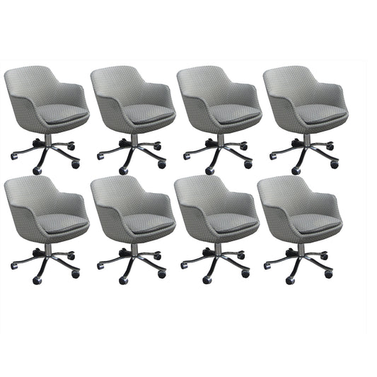 Set of Eight Zographos Bucket Chairs With Grey Circle Upholstery