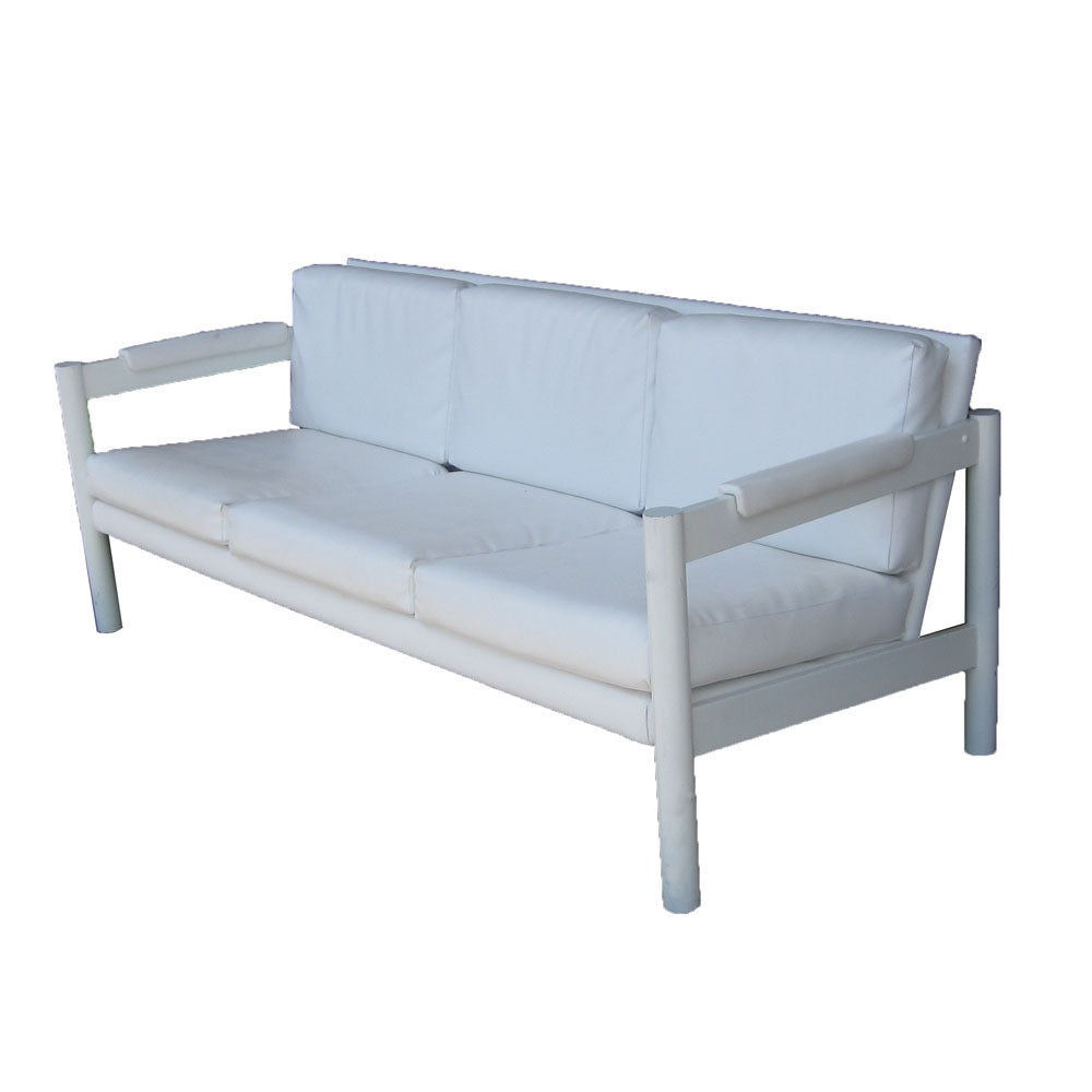 72″ White Mid Century Three Seat Sofa