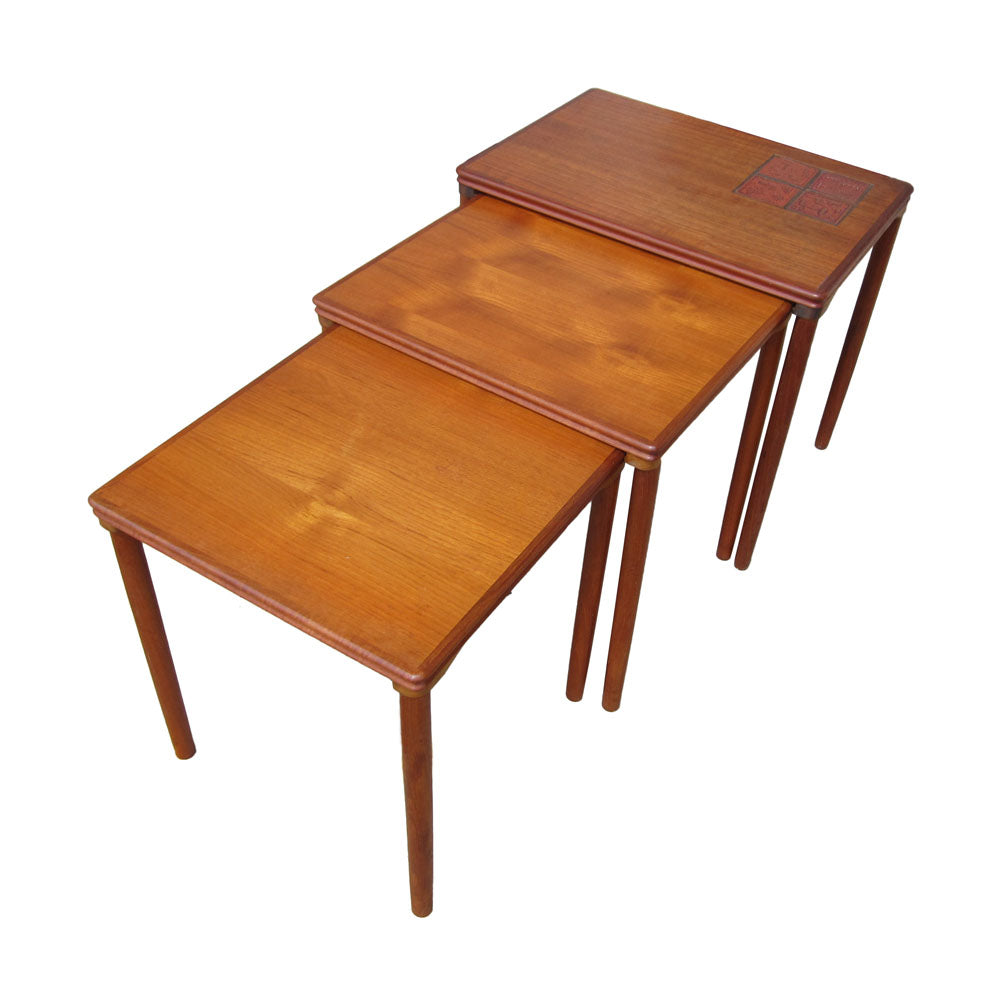 21″ Vintage Mid-Century Solid Teak Nesting Tables