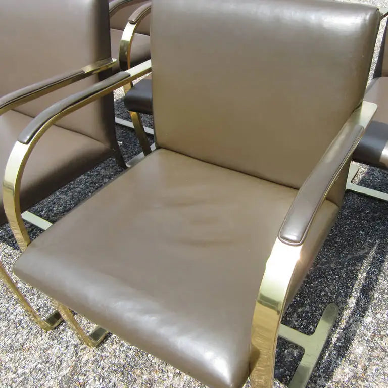 Vintage MCM Brno chair with brass frame