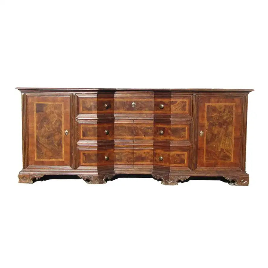 Vintage Solid Wood Italian Desk Secretary Credenza