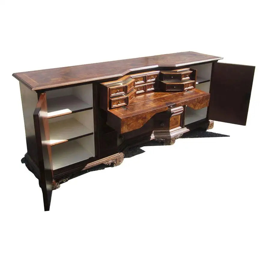 Vintage Solid Wood Italian Desk Secretary Credenza