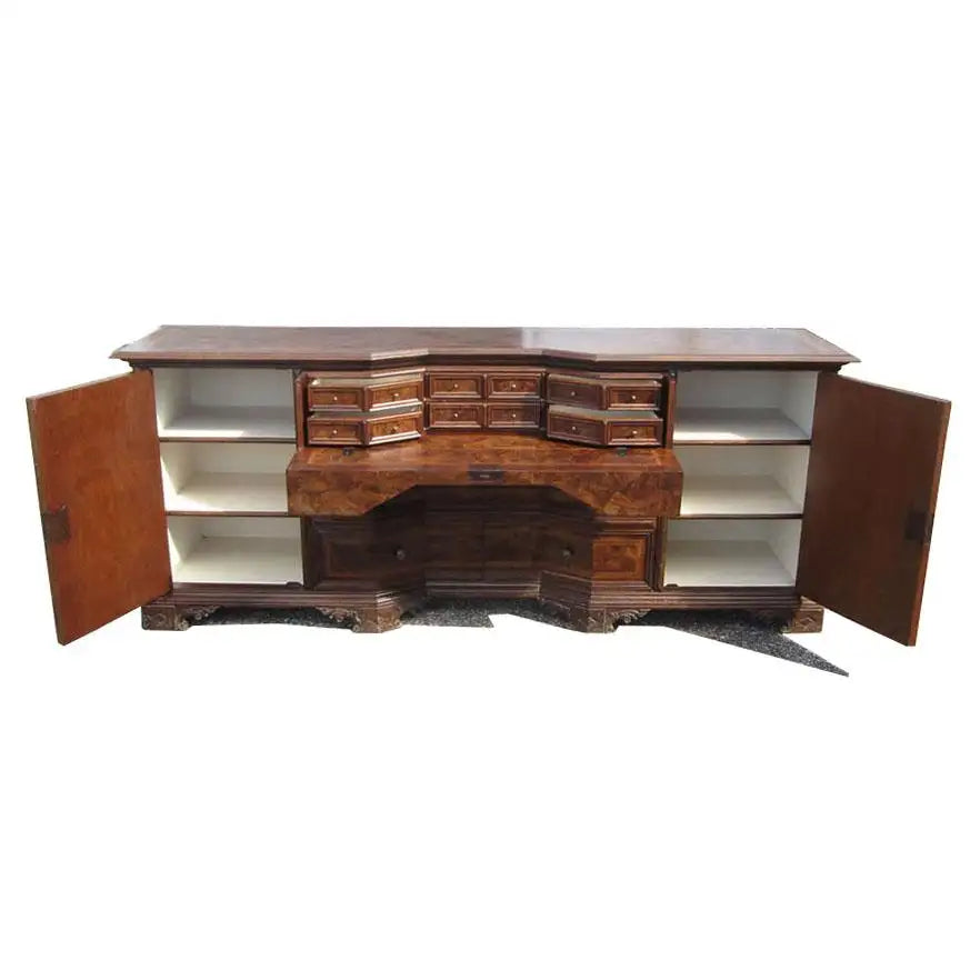 Vintage Solid Wood Italian Desk Secretary Credenza