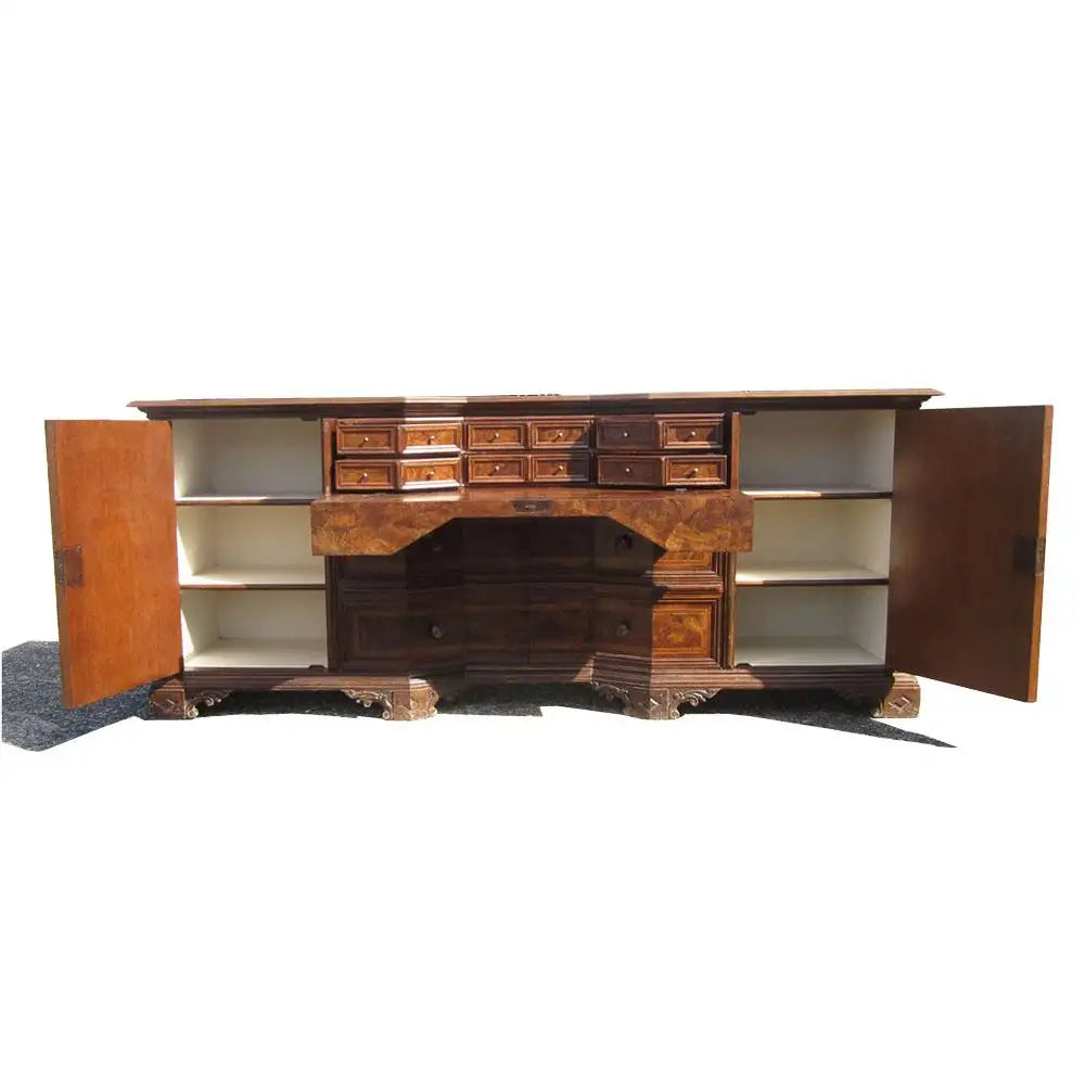 Vintage Solid Wood Italian Desk Secretary Credenza