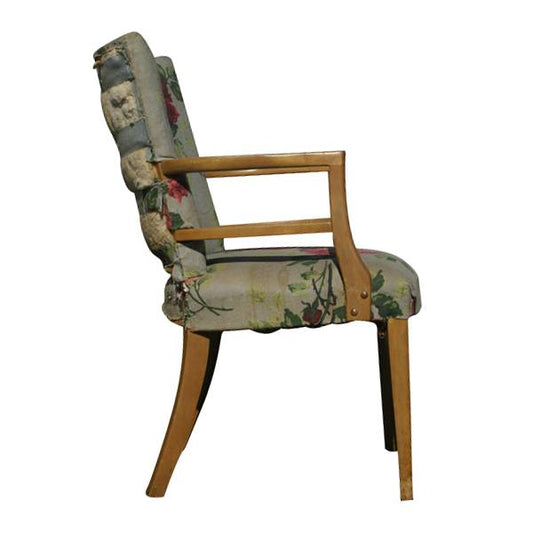 1940s Vintage Italian Side Arm Chair & Ottoman Set (MR7120)