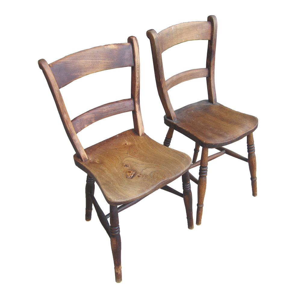 Pair of Vintage Solid Oak Chairs