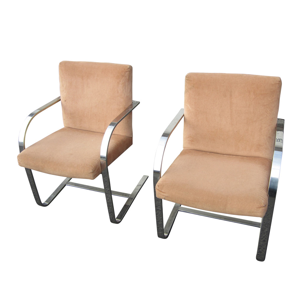 Pair of Vintage Side Chairs with Chrome Legs Designed by Milo Baughman