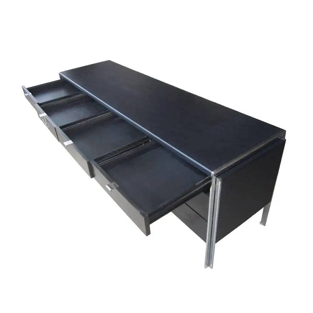 74" Stow Davis vintage credenza with leather surface