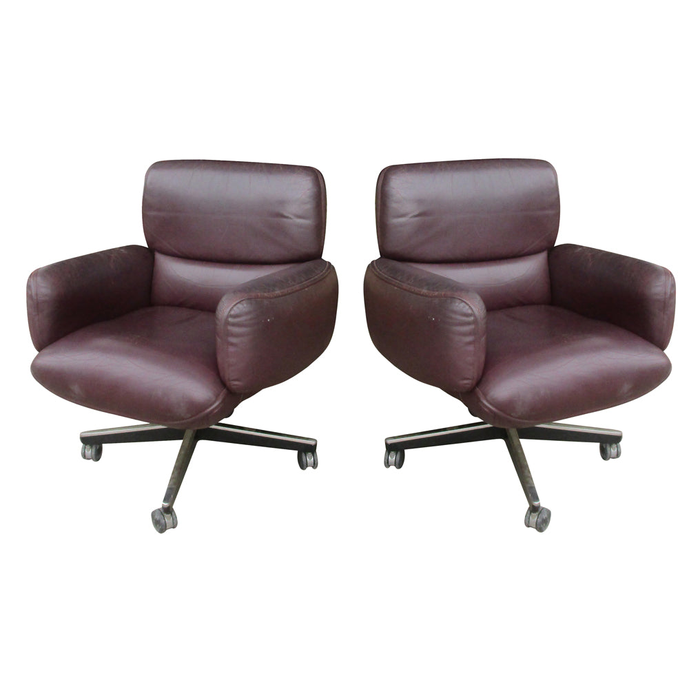 Pair of Vintage Burgundy Advanced Executive Zapf Chairs for Knoll