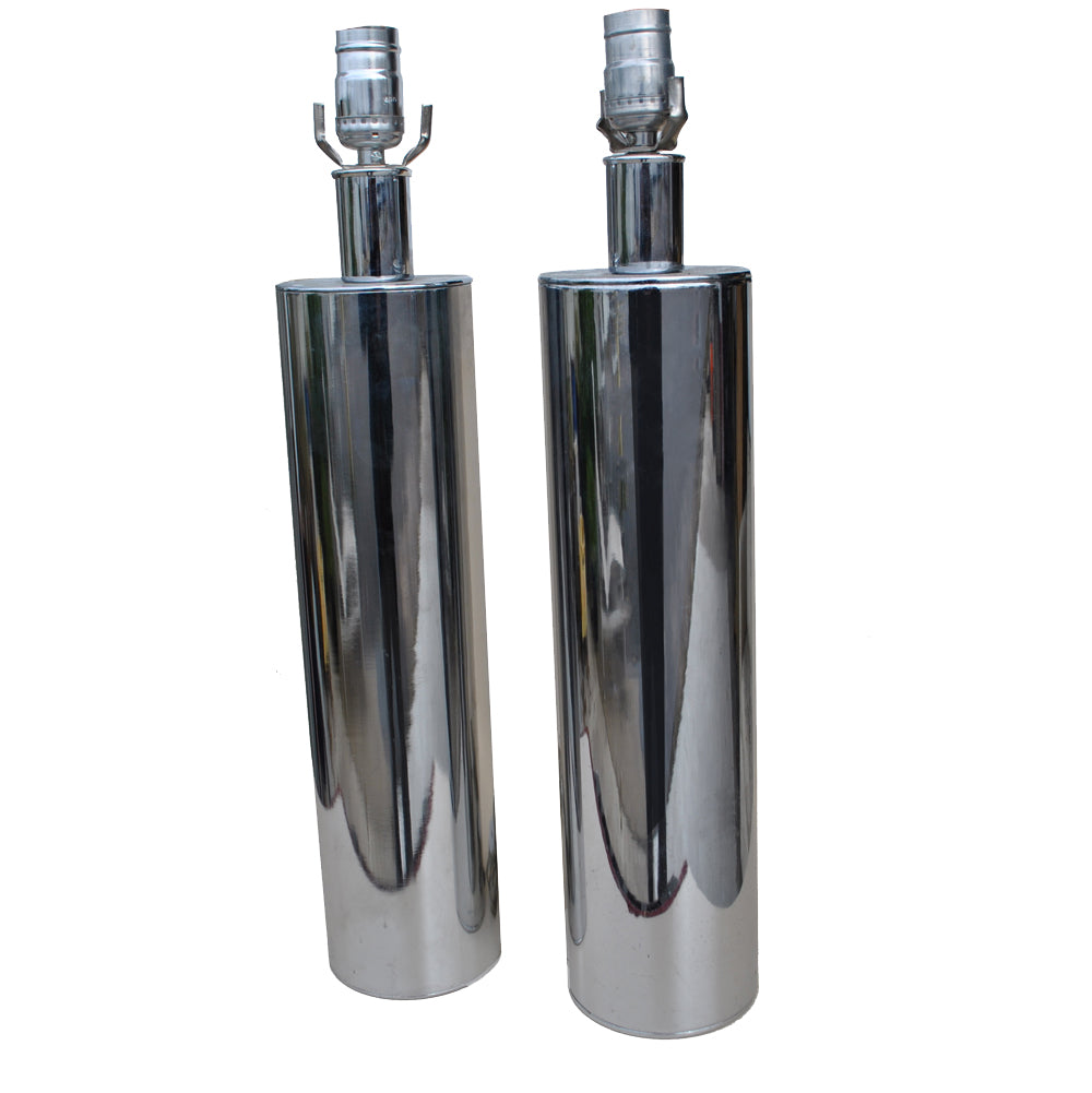 Pair of George Kovacs Chrome Cylinder Table Lamps (MR15313)