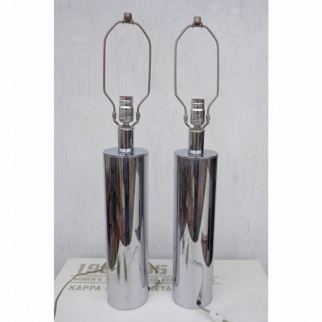 Pair of George Kovacs Chrome Cylinder Table Lamps (MR15313)
