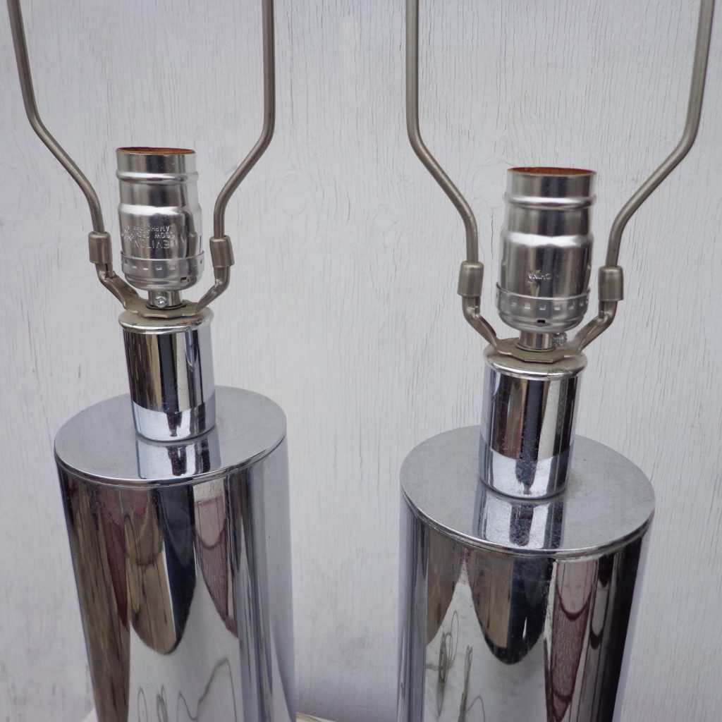 Pair of George Kovacs Chrome Cylinder Table Lamps (MR15313)