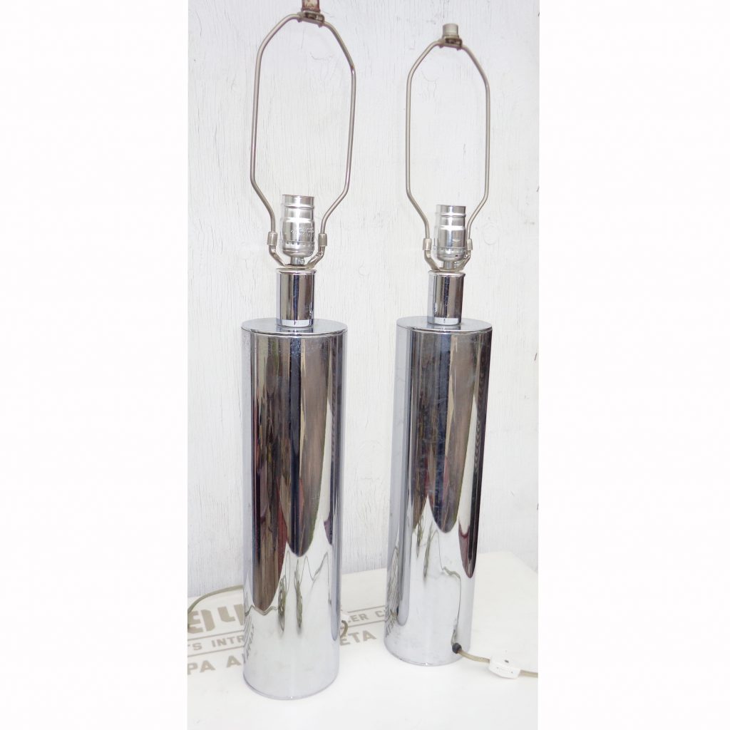 Pair of George Kovacs Chrome Cylinder Table Lamps (MR15313)