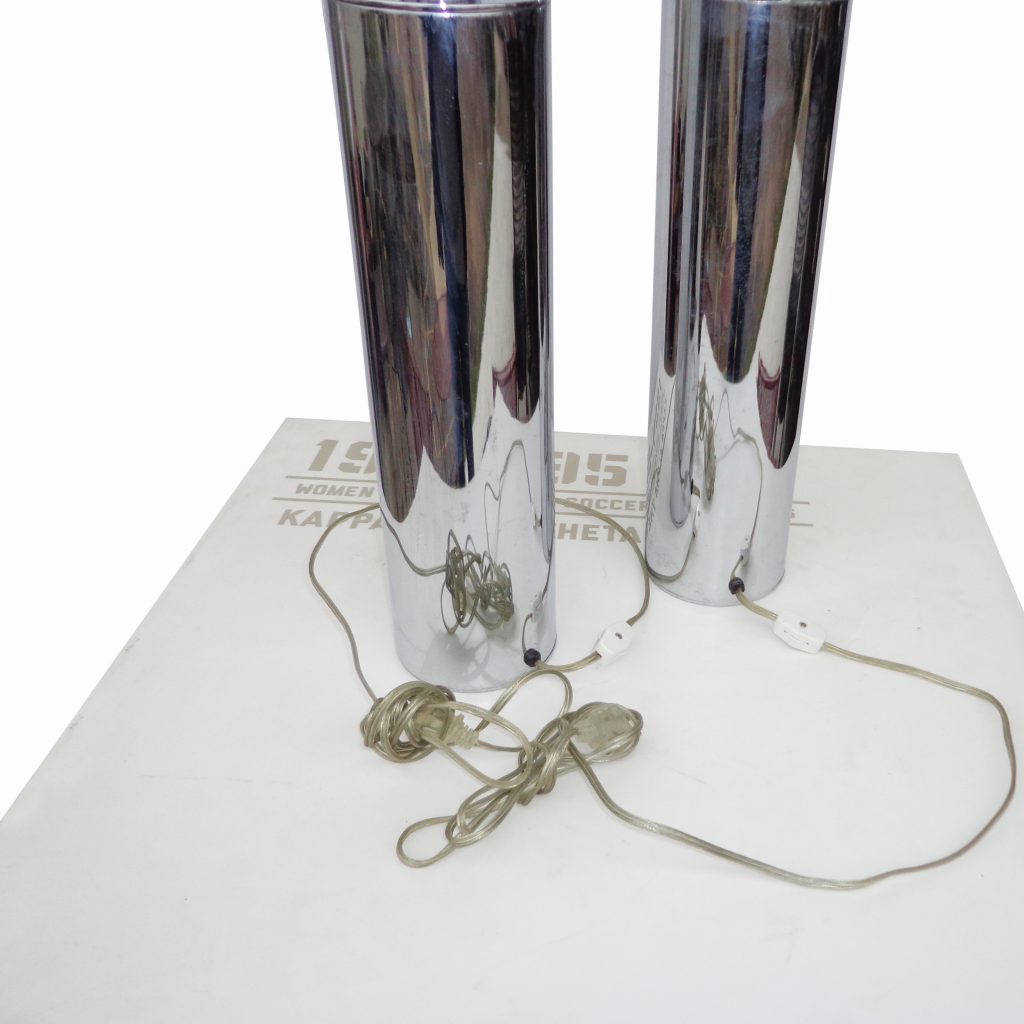 Pair of George Kovacs Chrome Cylinder Table Lamps (MR15313)