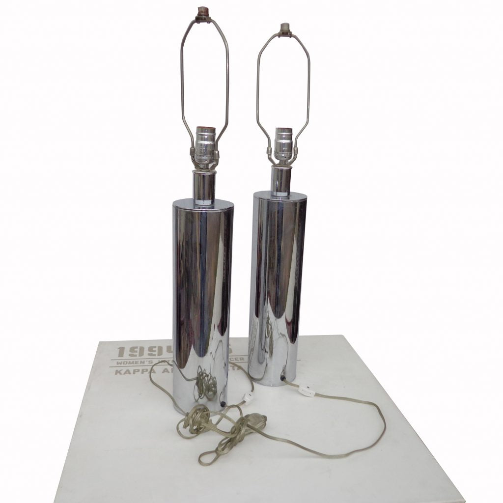 Pair of George Kovacs Chrome Cylinder Table Lamps (MR15313)