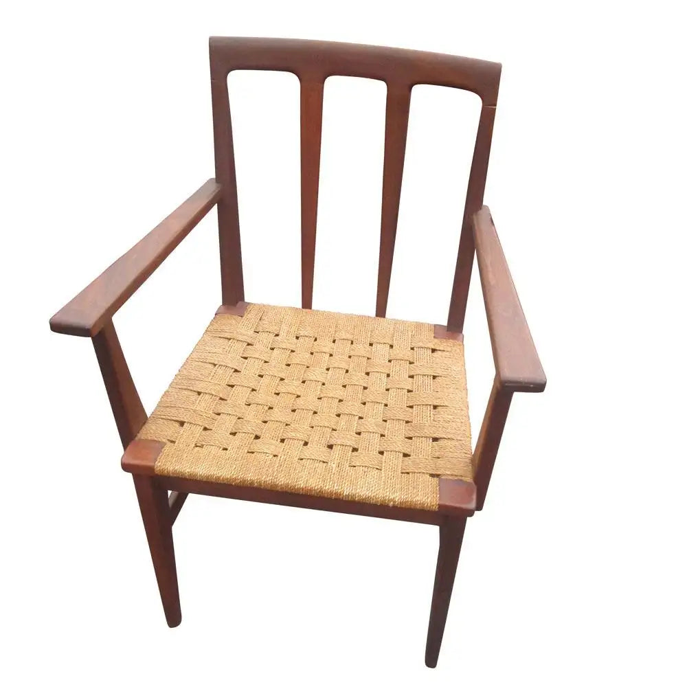 Set of 6 Mid Century Danish Rosewood & Rope Dining Chairs