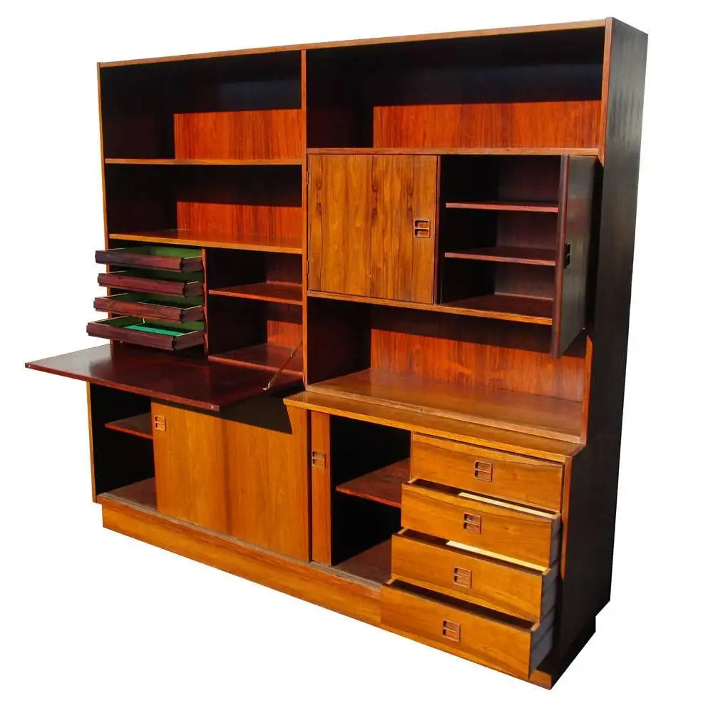 Vintage rosewood Wall unit bookcase cabinet (MR14769)