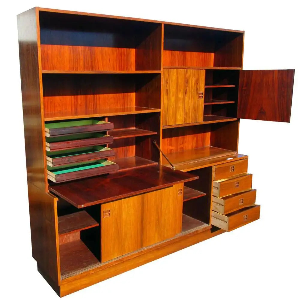 Vintage rosewood Wall unit bookcase cabinet (MR14769)