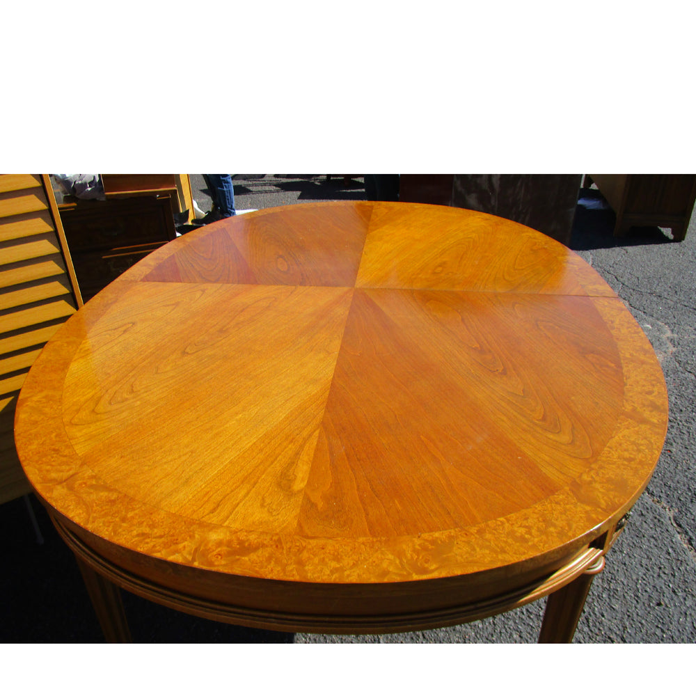8 ft Vintage French Regency Mid Century Burled Oval Dining Table