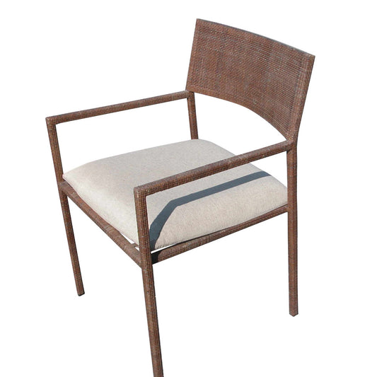 Vintage woven rattan style armchair with natural boho design