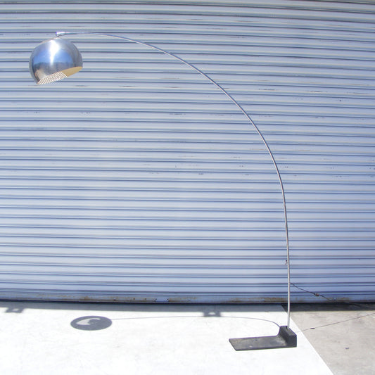 Mid-century 70s chrome Italian style arc floor lamp vintage retro lighting