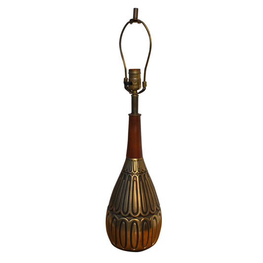 Tony Paul Westwood brass walnut midcentury modern table lamp