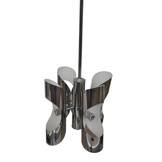 Vintage Italian Style Mid Century Chrome Chandelier (MR15346)