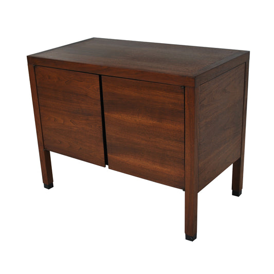 Vintage mid century 36.5″ wide walnut cabinet with sleek retro design – Metro Retro Furniture