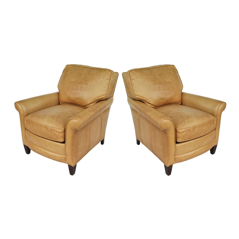 Pair of Modern Leather Lounge Chairs by Hancock and Moore