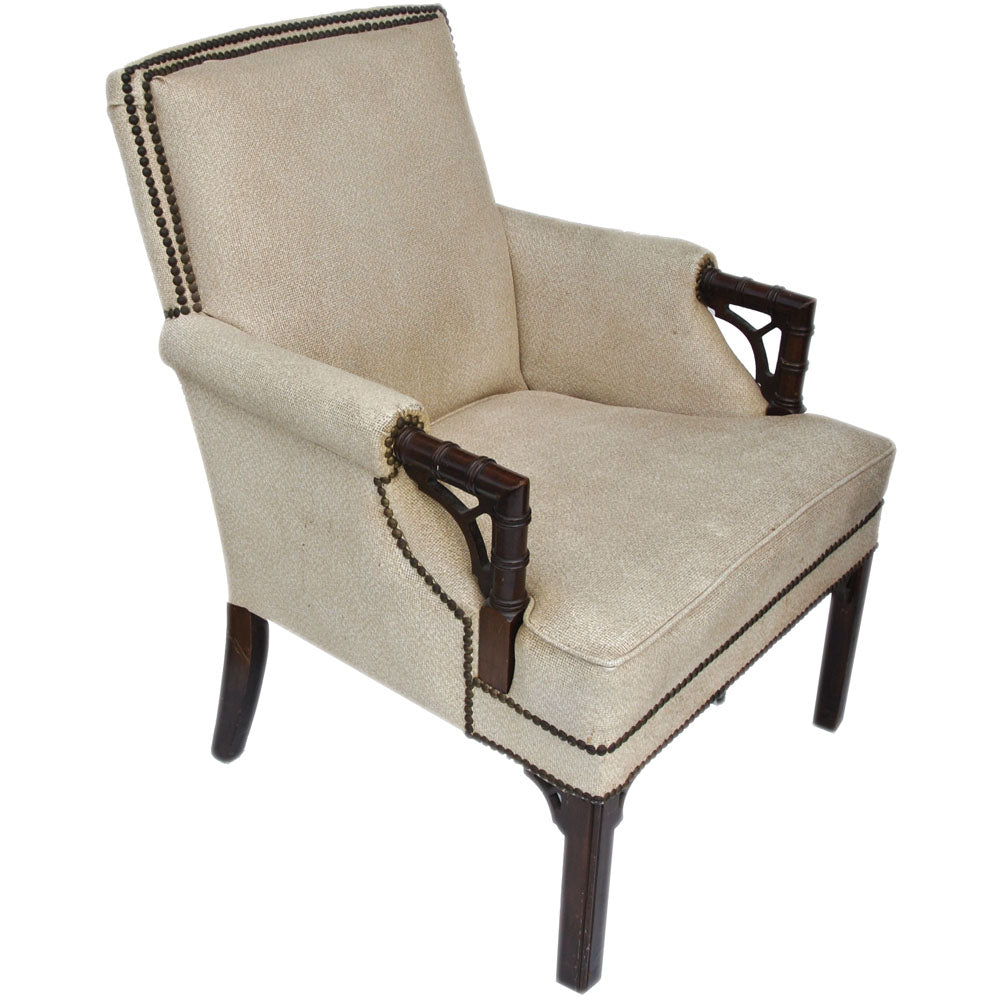 One Vintage Mid Century Chinese Chippendale Lounge Chair